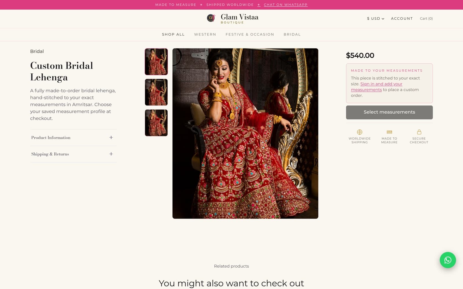 Glam Vistaa — Product page