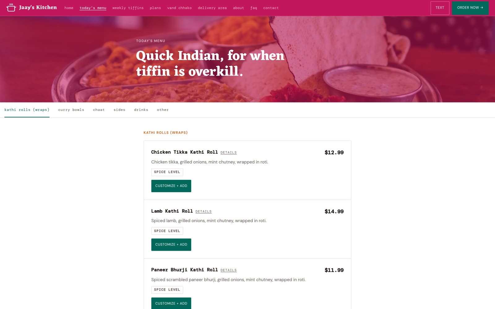 Jaay's Kitchen — Today's menu